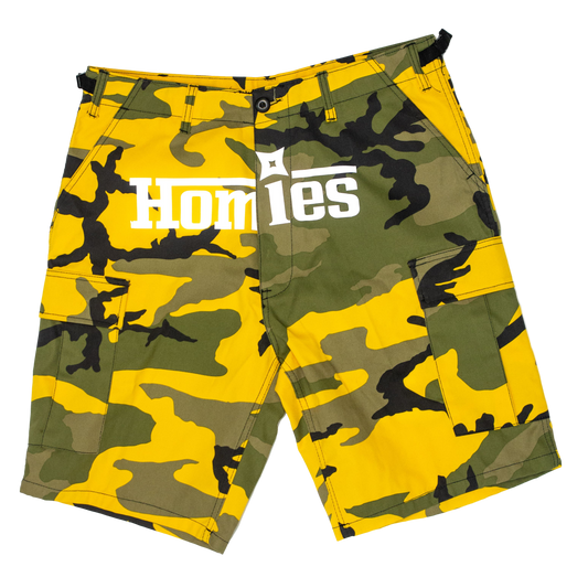 Homies Cargo Shorts Yellow Camo